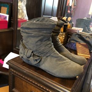 Gray suede booties